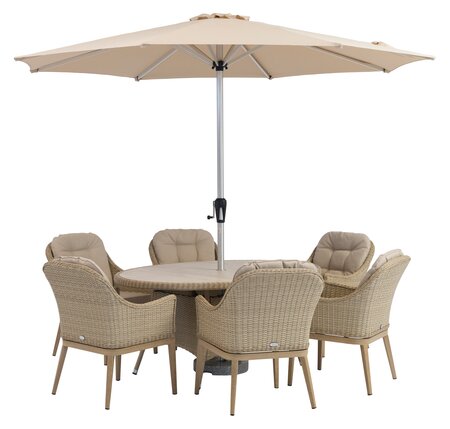 Bramblecrest Monterey Vogue 6 Seat Elliptical Dining Set with Parasol & Base - image 2