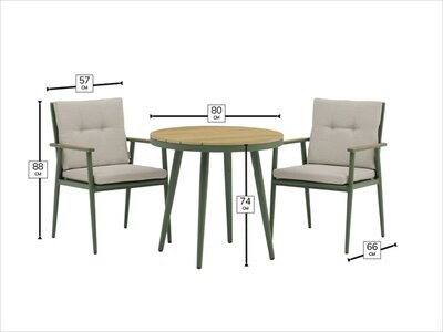 Bramblecrest RHS Wisley 80cm Round Table with 2 Armchairs - Sage - image 4