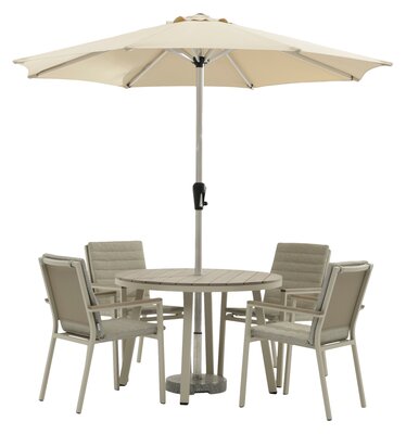 Bramblecrest Zurich Dining Set with 4 Chairs, Parasol & Base - Mocha - image 2