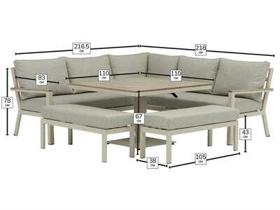 Bramblecrest Zurich Mocha Corner Sofa with Square Piston Adjustable Table & 2 Benches - image 4