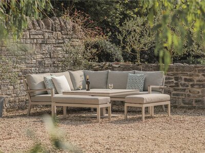 Bramblecrest Zurich Mocha Corner Sofa with Square Piston Adjustable Table & 2 Benches - image 1