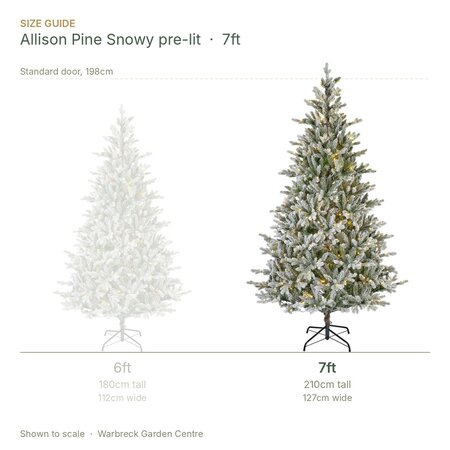 Everlands Allison Pine 7ft / 210cm Snowy Pre-Lit Artificial Christmas Tree - image 2