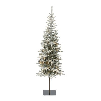 Everlands Alpbach Fir 7ft / 210cm Snowy Pre-Lit Artificial Christmas Tree