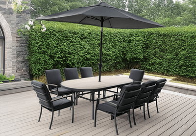 Monza 8 Seat Set with Lazy Susan and 2x3m Parasol - image 1