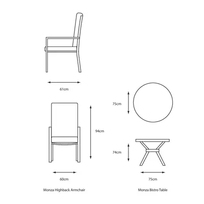 Monza Bistro Set with Highback Armchairs - image 4