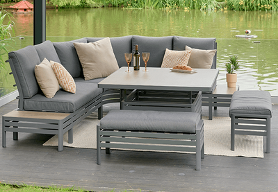 Monza Large Square Modular Dining Set with Adjustable Table - image 1