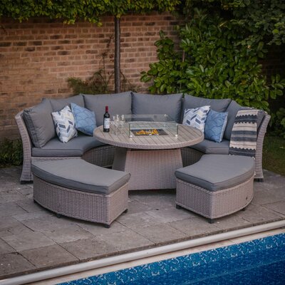 Oslo Curved Dining Modular with Firepit Table - image 1