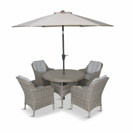 ST TROPEZ 4 SEAT DINING SET W 2.5M PARASOL - SAND - image 3