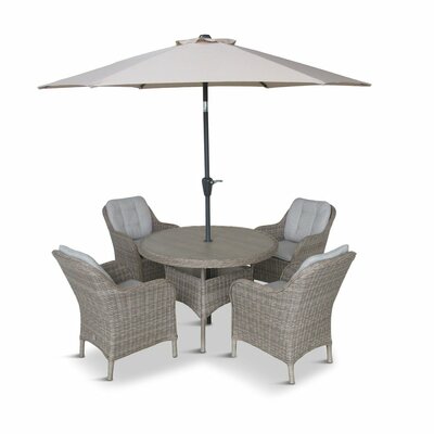 ST TROPEZ 4 SEAT DINING SET W 2.5M PARASOL - SAND - image 3
