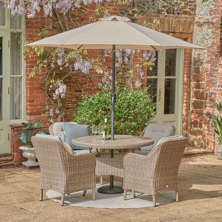 ST TROPEZ 4 SEAT DINING SET W 2M PARASOL - SAND - image 1