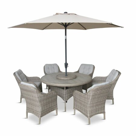 ST TROPEZ 6 SEAT DINING SET W WEAVE LAZY SUSAN - SAND - image 4