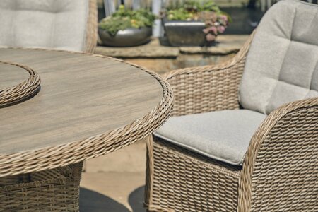 ST TROPEZ 6 SEAT DINING SET W WEAVE LAZY SUSAN - SAND - image 3