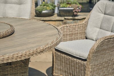 ST TROPEZ 6 SEAT DINING SET W WEAVE LAZY SUSAN - SAND - image 3