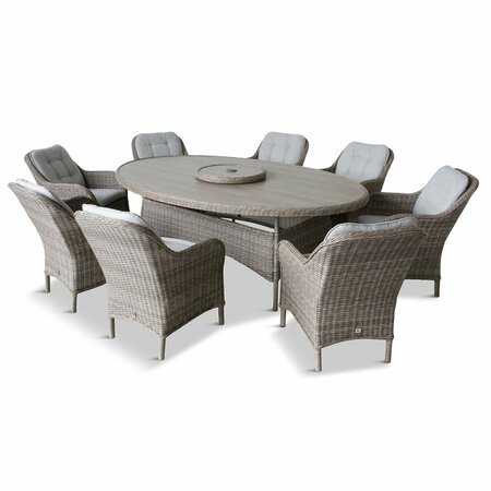 St Tropez Sand 8 Seat Dining Set with Lazy Susan and 3.0m Parasol - image 2