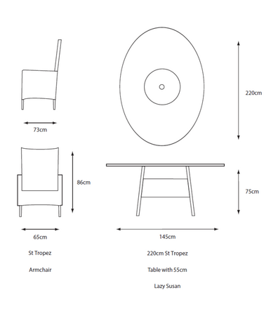 St Tropez Sand 8 Seat Dining Set with Lazy Susan and 3.0m Parasol - image 5