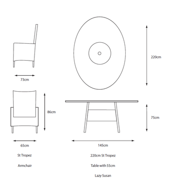 St Tropez Sand 8 Seat Dining Set with Lazy Susan and 3.0m Parasol - image 5