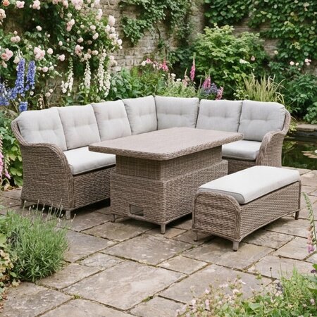 St Tropez Sand Rectangular Dining Modular with Adjustable Table - image 1